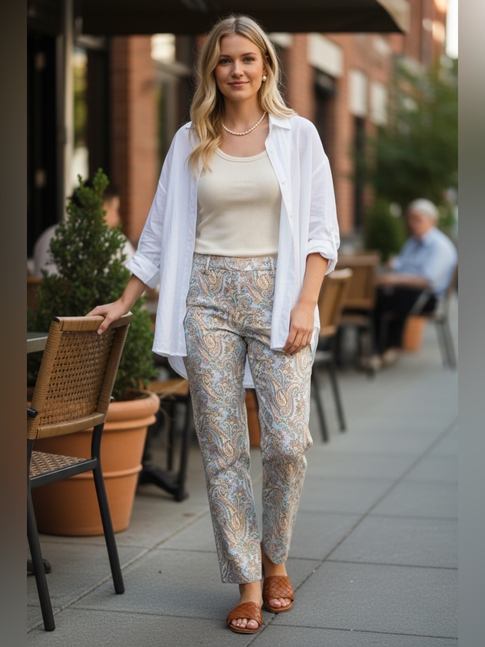 Talbots Pastel Paisley Pants | Coastal Grandmother Resortwear Trousers Size 2